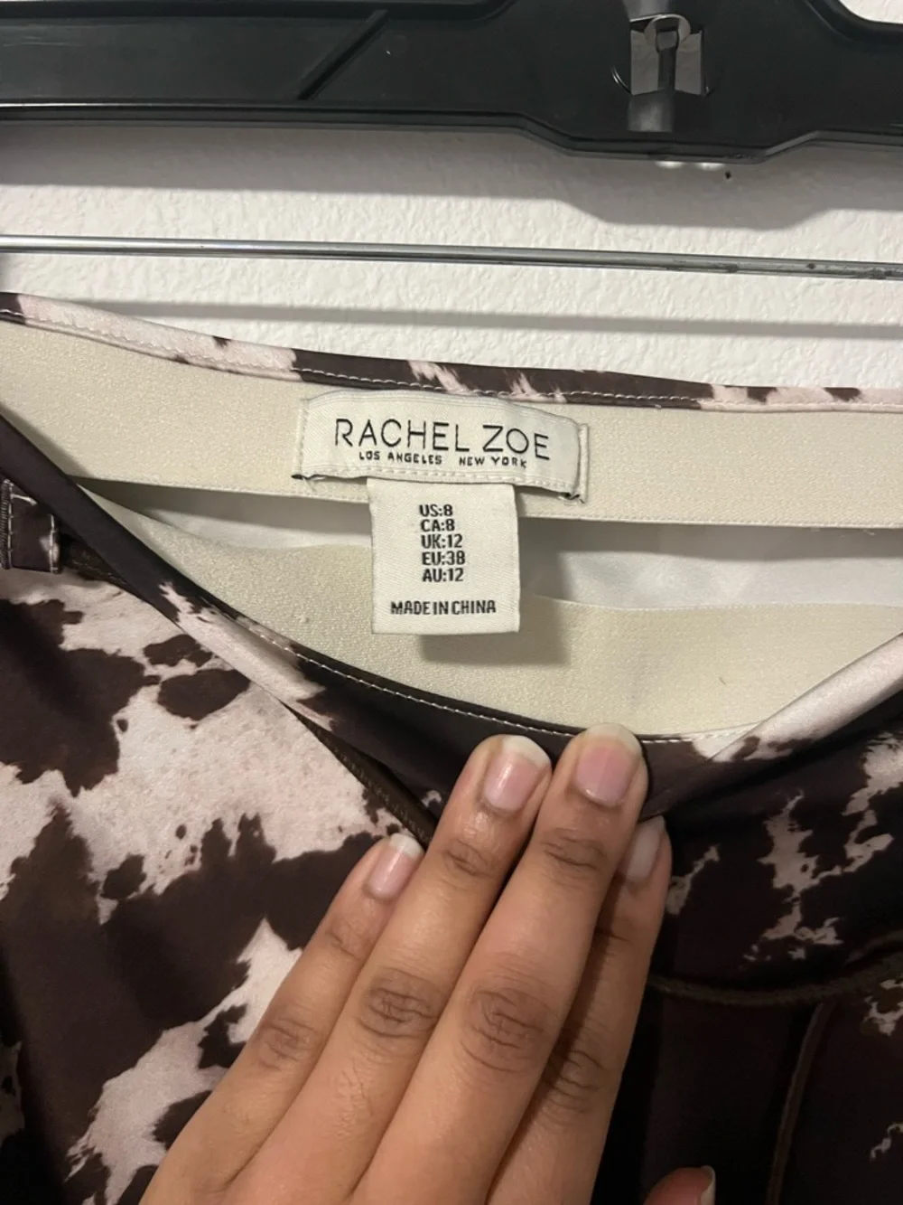 Cow-Print Midi satin  Skirt in Brown and Cream - Picture 3 of 3